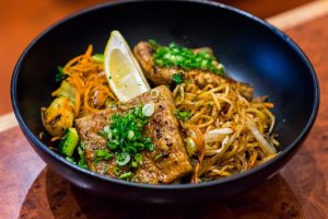 Volcano Grille offers vegan options on their fast casual teppanyaki menu. For more vegan dining in Las Vegas, visit www.vegansbaby.com/vegansbaby2018