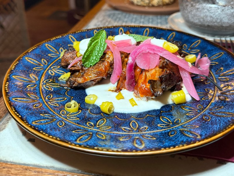 Mushroom skewers with toum at Al-Andalus in New York