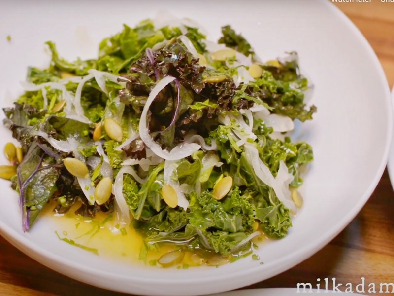 Easy vegan recipe: braised greens with pure macadamia oil. For more vegan recipes visit www.vegansbaby.com/recipes