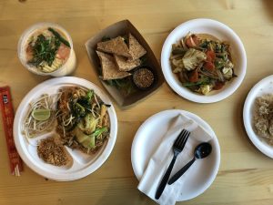 D E Thai Kitchen in Downtown Las Vegas has a large vegan selection. For more vegan options in Las Vegas, visit www.vegansbaby.com/vegansbaby2018