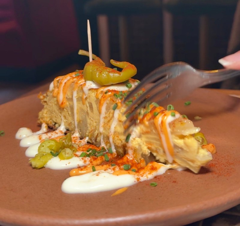 Vegan spanish tortilla with harissa