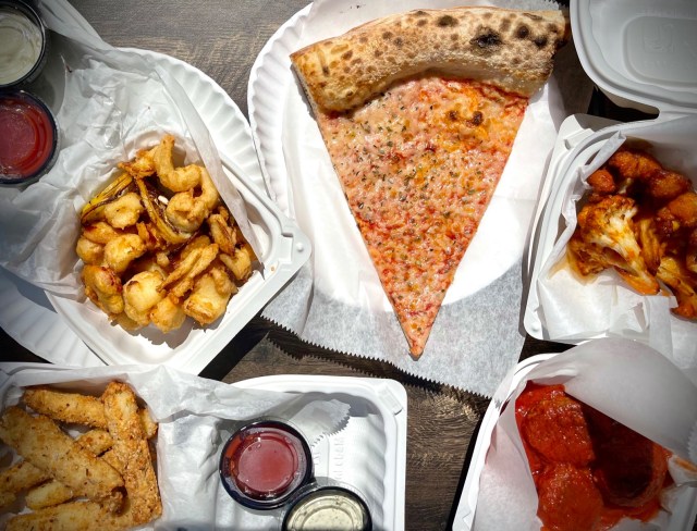 Zazzy's Pizza serves vegan pizza in New York City. For more vegan options in New York City visit www.vegansbaby.com