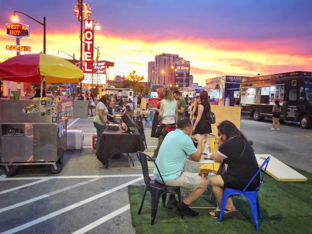 The Real Awesome Food Park in Downtown Las Vegas takes place every Friday and Saturday night from 7 - 11 p.m. and includes vegan options. For more vegan dining in Las Vegas, visit www.vegansbaby.co