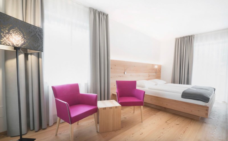 Alpine-modern vegan hotel room at LA VIMEA