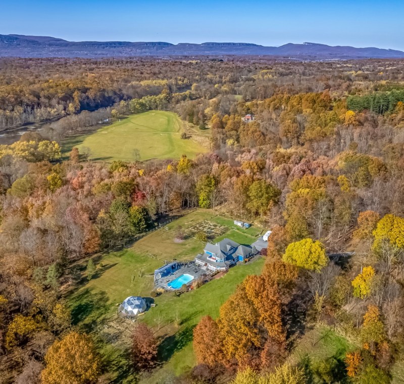 Bird’s eye view of Little Logan’s Farm in Gardiner, Hudson Valley